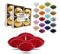 CANDLY HANDMADE Grandes 4x Bougies flottantes Premium Ø 70 mm | Anniversaire & Jour du Nom, Réception de Mariage, Saint Valentin, Pâques, Noël, Décoration de maison élégante, Candles (Rouge)