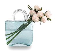 Candora Vases en verre en forme de sac à main - Mini aquarium en cristal pour centre de table, cuisine, bureau et salon (bleu)