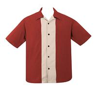 Candow Look Chemise en Coton pour Homme Style Retro Rockabilly Bowling Maroon&Ivory 2X-Large