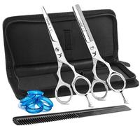 Candure Coiffure Ciseaux De Coiffure Barber Salon De Coupe De Cheveu Noir Vis éclaircie (Argent, 6.5")
