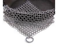 Candure Nettoyeur de Fonte en Acier Inoxydable 7X 7 Pouce Récureur en Cotte de Mailles pour Tous Les Types de Poêles, Poêles en Fonte, Grilles et Fours Hollandais