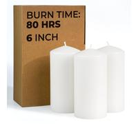 CANDWAX Bougie pilier blanche de 7,6 x 15,2 cm, lot de 3 grandes bougies piliers blanches, parfaites pour toutes les occasions, bougies blanches