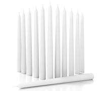 CANDWAX Lot de 12 bougies coniques blanches - 25,4 cm sans goutte - Idéales pour le Shabbat ou le dîner - Sans fumée, non parfumées, longue combustion - Coulées à la main