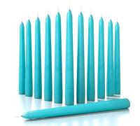 CANDWAX Lot de 12 bougies coniques de 20,3 cm - Bougies sans goutte - Longues bougies à combustion prolongée parfaites pour le dîner, la fête ou le mariage - Bougies turquoise