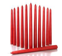 CANDWAX Lot de 12 bougies coniques de 25,4 cm - Bougeoirs sans gouttes et non parfumés - Parfait pour les dîners ou les événements - Bougies rouges