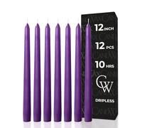 CANDWAX Lot de 12 bougies coniques de 30,5 cm - Bougie sans goutte et sans fumée - Bougeoirs à combustion lente - Bougies violettes