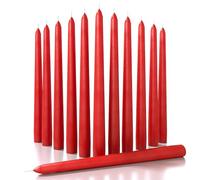 CANDWAX Lot de 12 bougies coniques de 30,5 cm - Sans goutte et sans fumée Idéal pour les événements ou les dîners - Bougies coniques rouges