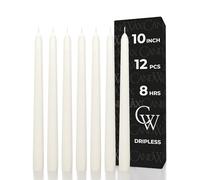 CANDWAX Lot de 12 bougies coniques non parfumées sans goutte et sans fumée Perle - Parfait pour le dîner - Bougie Ivoire 25,4 cm