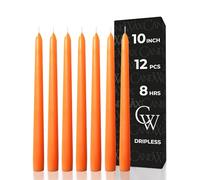 CANDWAX Lot de 12 bougies coniques orange de 25,4 cm - Bougeoirs orange non parfumés sans gouttes pour décorations d'Halloween, centre de table ou décoration de Thanksgiving