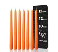 CANDWAX Lot de 12 bougies coniques orange de 30,5 cm - Bougies coniques à combustion lente idéales pour les décorations d'Halloween, les centres de table ou la décoration de Thanksgiving - Bougies