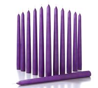 CANDWAX Lot de 12 bougies coniques violettes de 25,4 cm - Sans fumée et sans gouttes - Parfaites comme bougeoirs coniques pour les occasions spéciales et la décoration de vacances - Bougies coniques