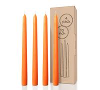 CANDWAX Lot de 4 bougies coniques orange de 25,4 cm Bougeoirs coniques sans gouttes Parfaits comme dcoration d'Halloween ou comme centre de