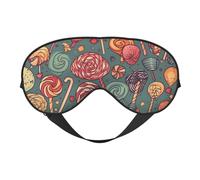 Candy and Lollipops Masque de sommeil pour homme et femme - Masque pour les yeux double face avec sangle réglable, doux et soyeux, bloque la lumière et respirant, pour voyage, sieste, travail de nuit