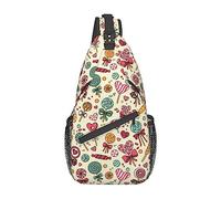 Candy and Lollipops Sac banane pour homme et femme - Ceinture réglable - Sac de poitrine décontracté pour voyage, sport, course à pied, randonnée, Noir , Taille unique