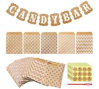 Candy Bar Banderole 50Pièces Sacs en Papier Kraft Guirlande Bannière pour la fête de Mariage Anniversaire décor événement Fournitures
