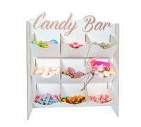 Candy Bar - Distributeur Automatique de Bonbons Avec 9 Compartiments et Pince - Accessoire de Bar à Bonbons - Décoration de Mariage - Pour Gelée, Oursons en Gomme, Gélifiés