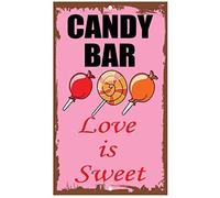 Candy Bar Love Is Sweet Plaque en métal vintage 20,3 x 30,5 cm
