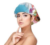 Candy Beautiful Land Bonnet en soie satinée pour dormir, bonnet de sommeil doux double couche en soie pour femme, cheveux naturels, cheveux bouclés tressés, cheveux longs