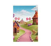 Candy Beautiful Land Drapeau de jardin double face avec œillets en laiton Décoration photo Fond pour cour, porche, pelouse 0,9 x 1,5 m