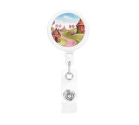 Candy Beautiful Land Enrouleur de badge rétractable avec clip et porte-clés - Porte-badge amusant et mignon - Porte-badge robuste pour employés de bureau, médecins, infirmières
