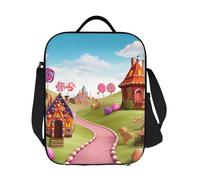 Candy Beautiful Land Sac à déjeuner isotherme réutilisable et étanche avec bandoulière réglable pour le travail, le bureau, le pique-nique, les voyages