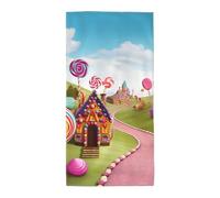 Candy Beautiful Land Serviettes de bain douces et absorbantes en microfibre pour salle de bain, cuisine, hôtel, salle de sport, spa, yoga 35 x 70 cm