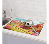 Candy Beautiful Land Tapis de séchage pour comptoir de cuisine en microfibre absorbant réversible lavable 45,7 x 61 cm Facile à nettoyer pour la décoration de la maison, de la cuisine, de la salle à