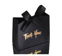 Candy Boites Lot de 10 mini-sacs élégants avec ruban doré for mariage, anniversaire, révélation du sexe, style Noël et Halloween(Black)