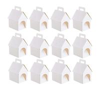 Candy Box - 12 Pieces | House Shaped Boxes With Handle For DIY Pet Adoption Party Supplies, Cake Treat Toy Crafts For Birthday Holiday Wedding Home School