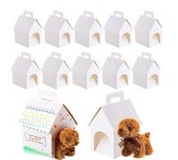 Candy Box - 12pcs House Shaped Gift Boxes With Handle DIY Puppy Adoption Party Boxes | Foldable Treat Box For Cake Candy Toys Birthday Wedding Gift Packaging