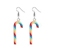 Candy Cane Earrings for Women Fun Christmas Candy Cane Charm Earring Sparkling Holiday Accessories for Parties(#C)