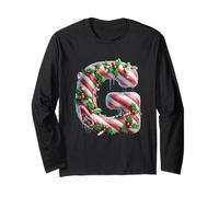 Candy Cane Holly Lettre G Winter Design Manche Longue