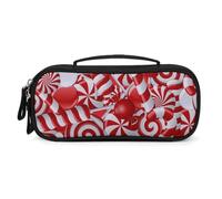 Candy Canes Pochette de rangement multifonction avec poignée en cuir synthétique durable pour ranger les stylos et le maquillage 21 x 11 x 4,5 cm