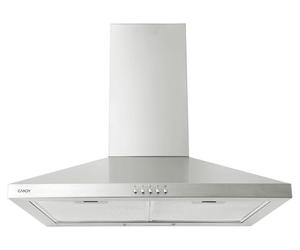 Candy CCE116-1XGG Hotte aspirante 60 cm, 3 niveaux de puissance, 25 W, 285 m3/h, filtres à carbone, 2 panneaux en aluminium anti-graisse, éclairage LED, 52 dB acier inoxydable