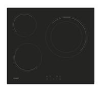 Candy CH63DCC Plaque vitrocéramique 60 cm, 3 zones de cuisson, double zone poêle à paella de 30 cm, contrôle tactile, 9 niveaux de puissance, système de sécurité, noir