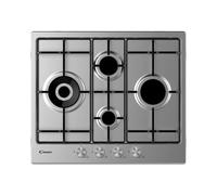 Candy CHW6D4WPX Table de Cuisson La Gaz 60 CM 4 Brûleurs en Acier Inoxydable
