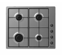 Candy CHW6LBX, Table de cuisson à gaz, 4 brûleurs, 60CM, gaz naturel adaptable au gaz butane, 7KW, commandes latérales, 2 grilles compatibles lave-vaisselle, soupape de sécurité Sicurflame, noir