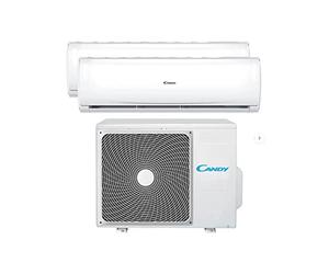 Candy Climatiseur double split 9000 + 1200 Btu, avec pompe à chaleur Wi-Fi, Blanc