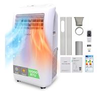 Candy Climatiseur mobile refroidissement et chauffage rapides 12000 BTU, Unité AC intelligente 4 en 1, Pour pièces jusqu'à 35 ㎡, 3 vitesses, Minuterie 24 h, Kit de fenêtre inclus