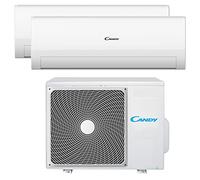 Candy, Climatiseur Smart Linea Aria, Climatiseur Dualsplit avec 1 Unité Externe et 2 Unités Internes 9000-12000 BTU, avec Pompe à Chaleur et Déshumidificateur, Silencieux, avec Self-Clean