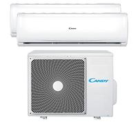 Candy, Climatiseur Smart Linea Pura, climatiseur Dualsplit avec 1 unité extérieure et 2 unités intérieures 9000-12000 BTU, avec pompe à chaleur pour air chaud, avec auto-nettoyage et contrôle à