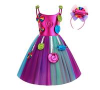 Candy Costume de sucette pour fille - Robe de carnaval avec serre-tête pour enfant - Costume de sucette pour jeu de rôle - Robe de princesse - Monde féerique de Toussaint (multicolore, S)