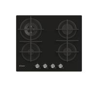 Candy CVG6BR4WPB Table de Cuisson 60 CM 4 Brûleurs Gaz Grilles Fonte Verre Noir