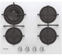 Candy CVG6BR4WPW Table de Cuisson Verre Trempé 4 Regions Cuisson Fonte Blanc