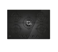 Candy CVG74WTB Plan De Cuisson Gaz 75cm 5 Zones Noir Verre Trempé