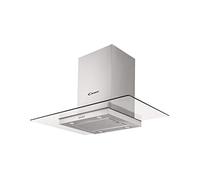 Candy CVMI900X Hotte îlot/en forme de T/largeur 90 cm/commande par boutons poussoirs/verre, acier inoxydable