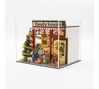 Candy House DIY Cottage fait à la main Thème conte de fées Décoration avec ampoule LED Règle en latex Blanc Taille moyenne