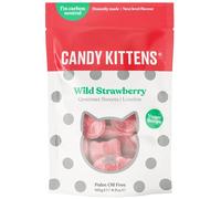 Candy Kittens Bonbons végétaliens - Fraise des bois (140 g, lot de 1) - Friandises pétillantes sans désagréments, collation végétalienne à base de plantes avec vrai jus de fruits, idéal pour cueillir