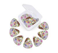 Candy Land Lot de 12 médiators avec étui de rangement pour guitare acoustique électrique basse 0,46 mm, 0,71 mm, 0,96 mm, fins, moyens et lourds pour débutants et musiciens