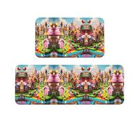 Candy Land Lot de 2 tapis de cuisine antidérapants pour évier et buanderie Motif Noël